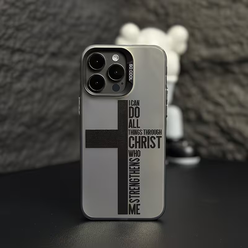 Phone Cases Iphone 17 Pro - 指紋防止クロス聖書柄iPhoneケース iPhone 17 16 15 14