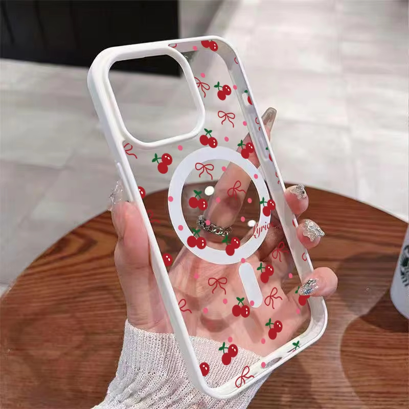 Phone Cases Red - 赤い桜柄のマグネット式iPhoneケース iPhone 17 16 15 14
