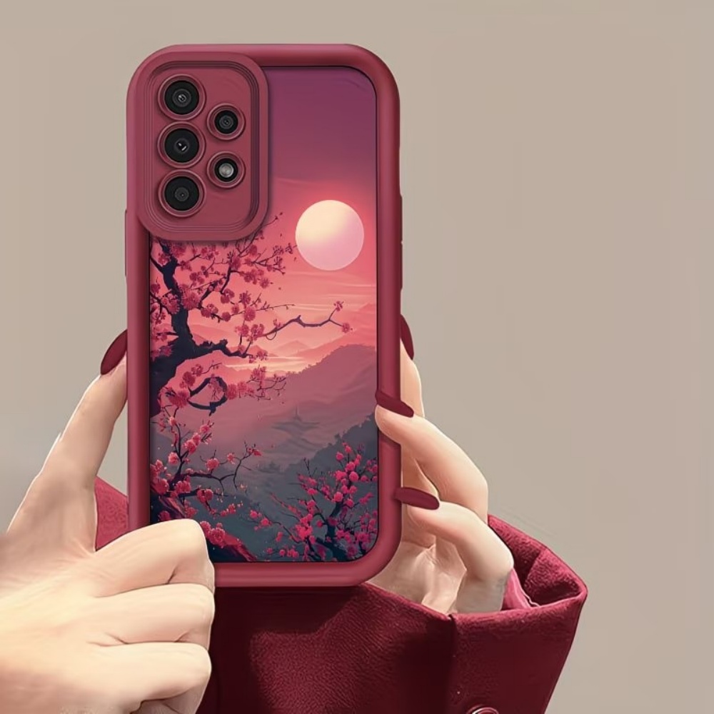 サンセットマウンテンピーク落下防止レッドフォンケース Sam - Phone Cases Red のレビューと価格