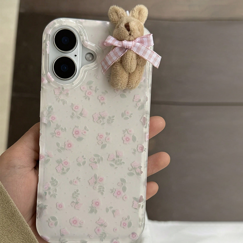 3D格子模様の弓と茶色のウサギと花柄のiPhoneケース（i - Phone Cases Pinterest のレビューと価格