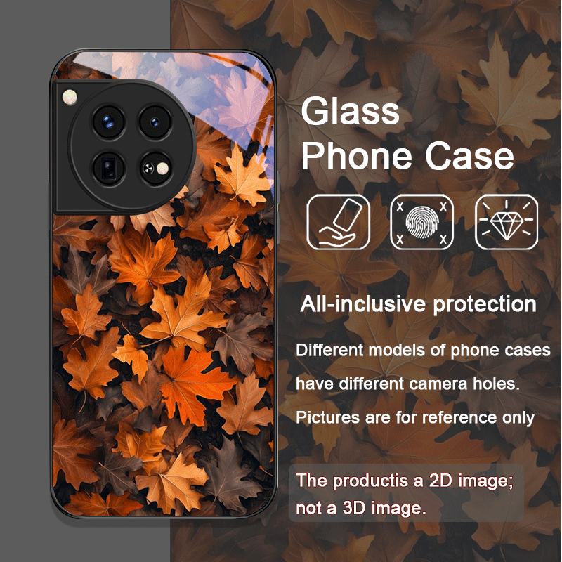 手描きの秋の紅葉模様の強化ガラス製スマホケース OnePlu - Phone Cases Oneplus のレビューと価格